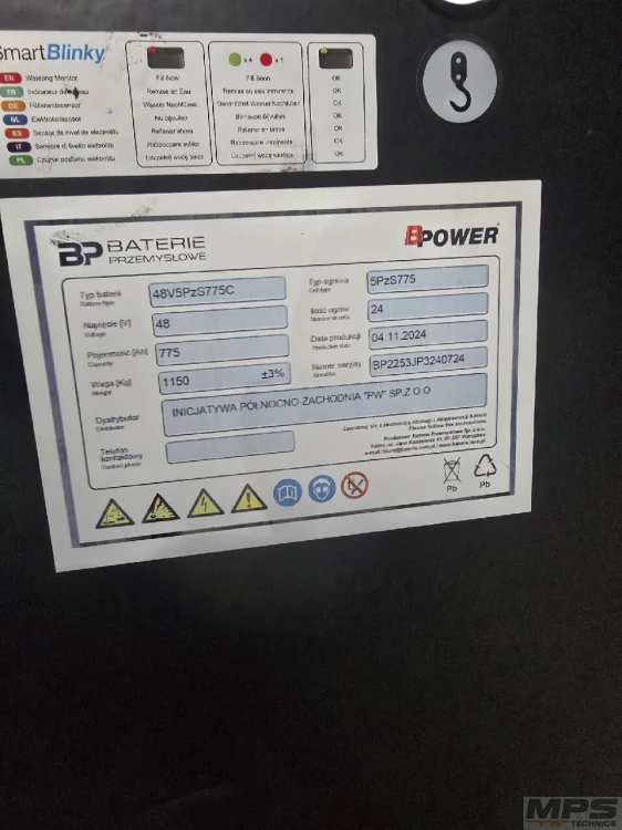Bateria 48V 775Ah sprawność 91% wózek widłowy Toyota Still Linde
